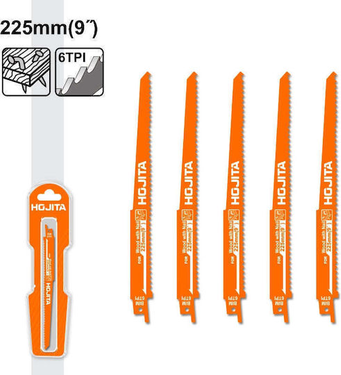 Hojita Hjjt1111df Jig Saw Blades Reciprocating Saw Blades Wood & Wood Nails Bi-metal 225mm Set 5 Pieces