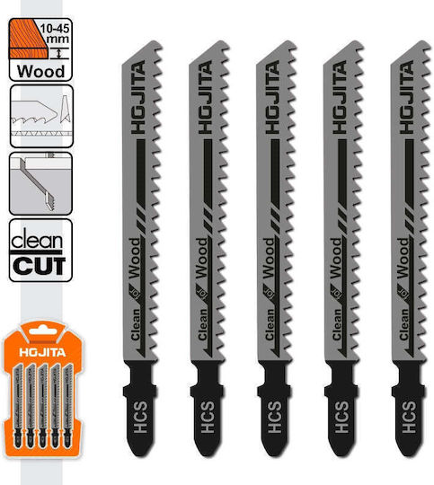 Hojita Hjjb101b Jig Saw Blades of Wood Hcs 10tpi 74mm Set 5 Pieces
