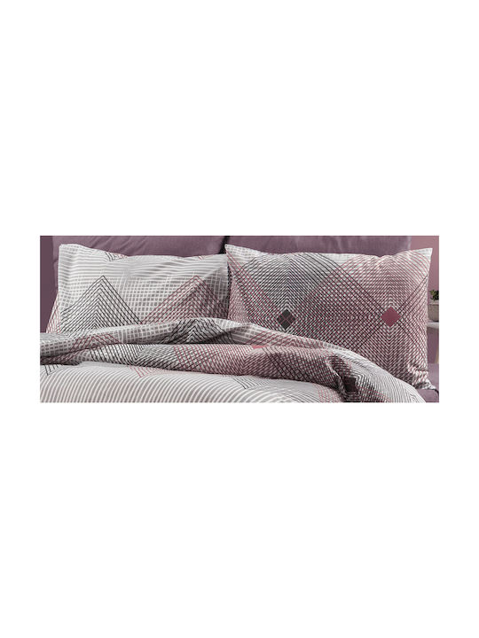 Pillowcase with Envelope Cover Grey-burgundy 50x70cm.