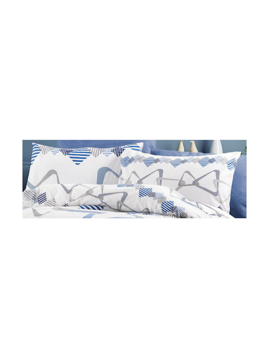 Μαξιλαροθήκη με Φάσα White-blue 50x70εκ.