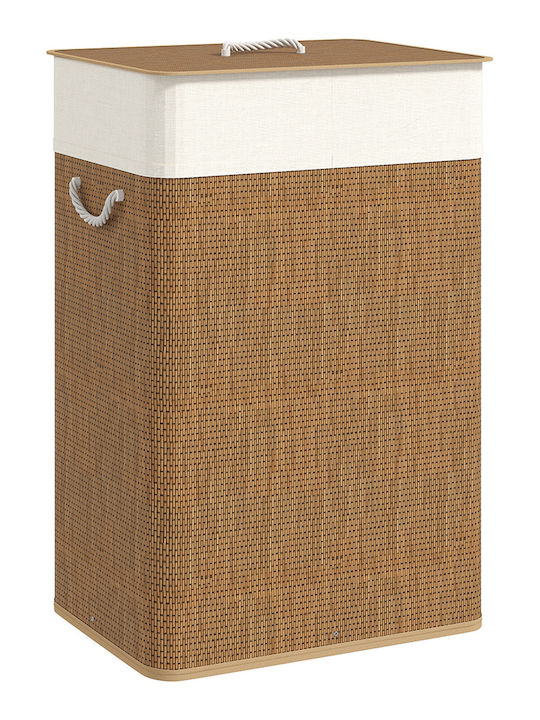 HomCom Καλάθι Απλύτων Bamboo με Καπάκι Καφέ