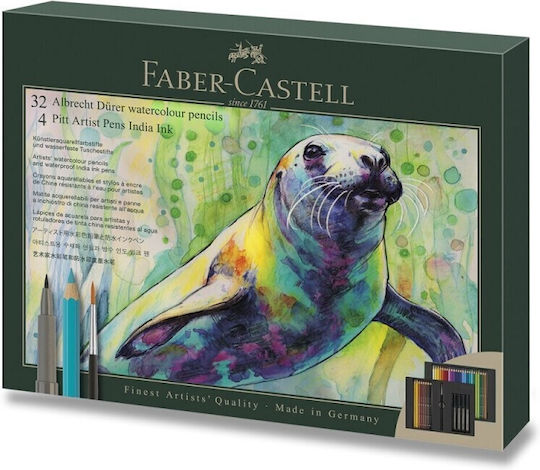 Faber Castell Albrecht Durer Watercolour Coloured Pencils Plus Pitt Artist Pens India Set 36