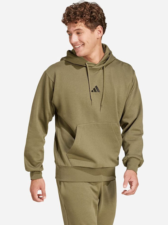 adidas Essentials Φούτερ Πράσινο με Κουκούλα