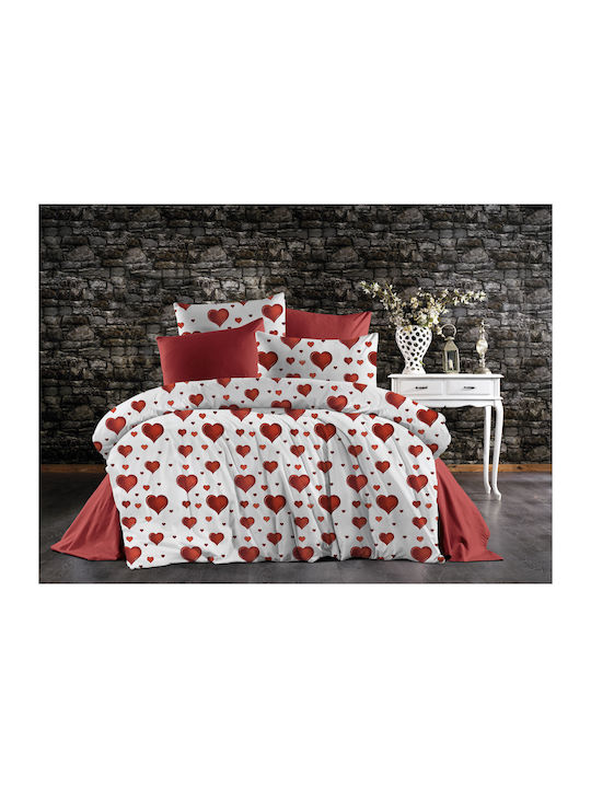 Dimcol Παπλωματοθήκη Μονή 160x240 Πάθος 607 White-red