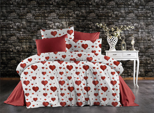 Dimcol Παπλωματοθήκη Μονή 160x240 Πάθος 607 White-red
