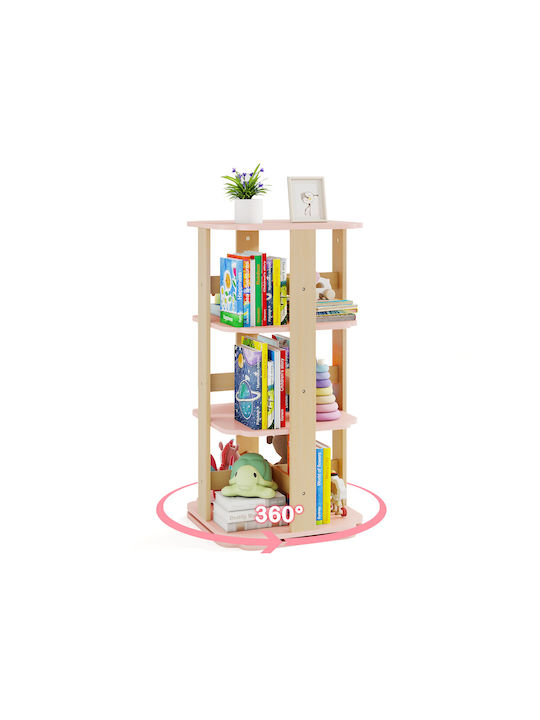 Kids Wooden Bookcase Pink 48x48x95.5cm