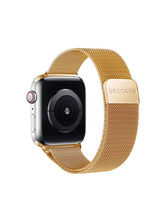 Curea Decoded Apple Watch 38 40 41 42mm Din Plasă Milanese Milan Tracțiune Aurie Curea Decoded Apple Watch 38 40 41 42mm Din Plasă Milanese Milan Tracțiune Aurie