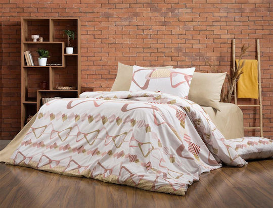 Dimcol Set Cearșafuri Single 160x240cm. White-beige 490 3buc