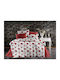 Dimcol Σετ Σεντόνια Μονά 160x240εκ. 607 White-red (3τμχ)