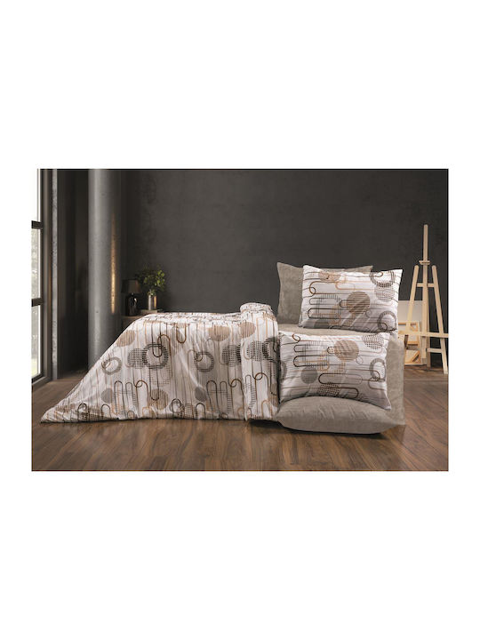 Dimcol Sheet Sets Queen 240x270cm. White-mocha 4pcs