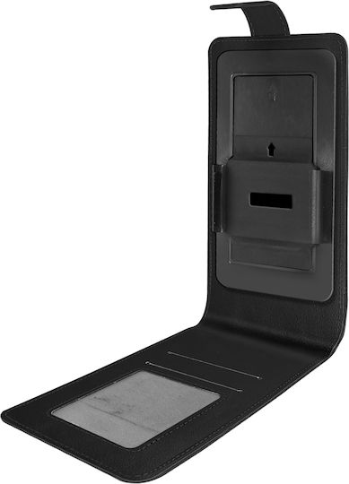 Husă Universală Verticală Flip Cu Suporturi Pentru Carduri 4.3" – 4.7" Smartphone-uri – Neagră