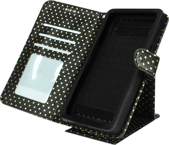 Universal Flip Cover Wallet Case + Mirror 3.8' 4.3' Smartphones – Black