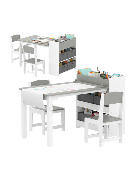 Kids Table and Chairs Set for Painting Gray Aiyaplay