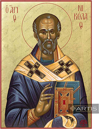 Artis Gilding & Restoring Saint Nicholas Greek Orthodox Gilded Icon 14 X 19 Cm
