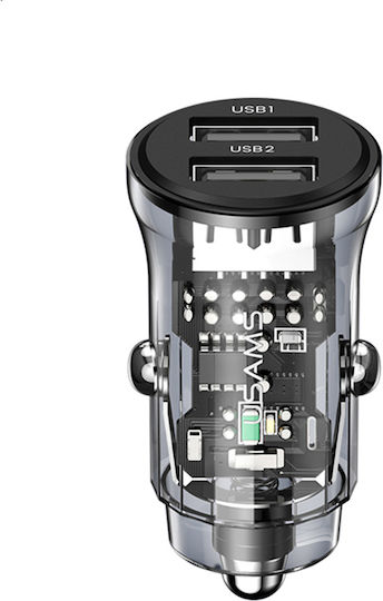 Eko Car Charger 15w Dual Port Usb-a Quickcharge 3.0 Transparent Black