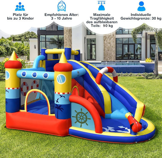 Costway Inflatable Captain with Trampoline and Slide for 3-12 Years