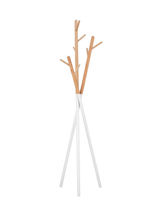 Pakketo Metallic Coat Rack White / Natural Sigar 49x51x187cm
