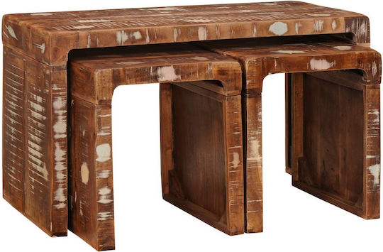 Rectangular Central Coffee Table Made of Solid Wood Multicolour M82xW40xH46cm