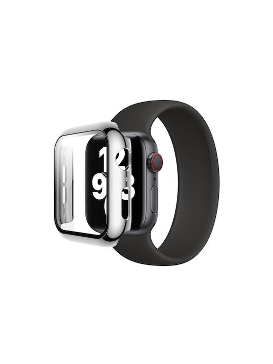Eko Husa Full Cover Ceas 38mm Protecție Ecran Sticlă Călită Negru Argintiu