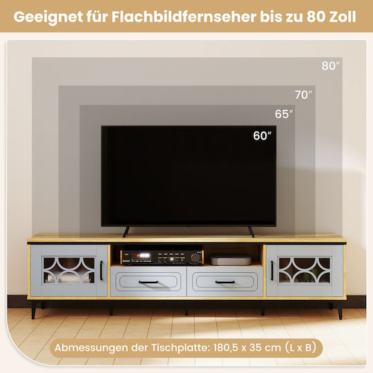 Floor-Standing TV Stand Blue Bamboo 180.5x35x46 cm