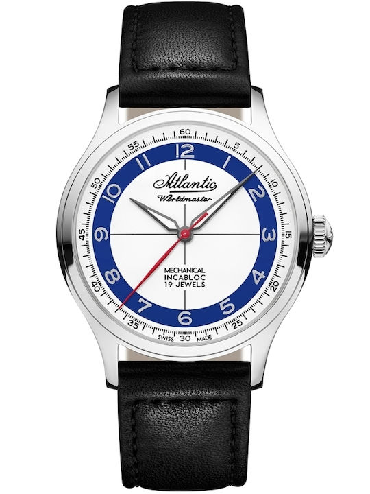Ceas Barbătesc 39mm Baterie cu Curea din Piele Neagră