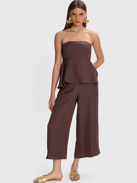 Γυναικεία Μπλούζα Strapless Καφέ