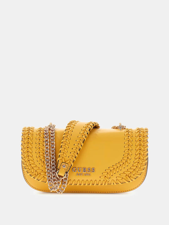 Guess Γυναικεία Flap Τσάντα Κίτρινη