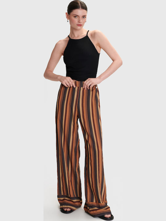 Women's Fabric Trousers Striped Multicolor