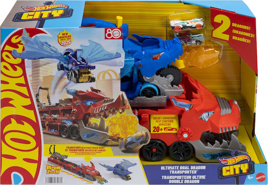 Hot Wheels City - Ultimate Dual Dragon Transporter Truck for Ages 4+