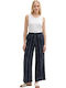 Women's Fabric Trousers with Elastic Dark Blue