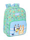 Bluey School Bag Trolley Elementary with Water Bottle Holder Green 11L 26 x 11 x 34cm