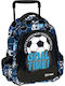 Graffiti School Trolley Bag Kindergarten With Water Bottle Holder Blue 24 x 11 x 30cm