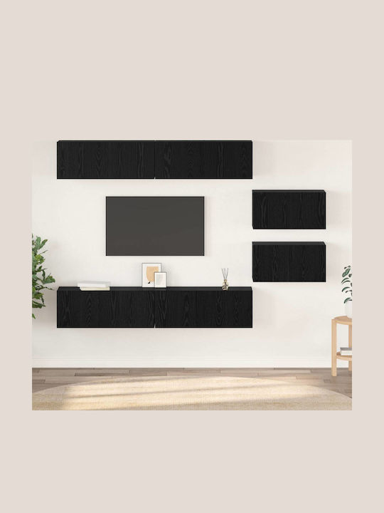 Wohnzimmer TV-Einheit Μαύρη Οξυά L80xB30xH30.5cm