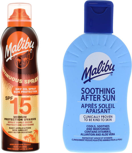 Malibu Dry Oil Spray Spf15 175ml + After Sun Balm 200ml