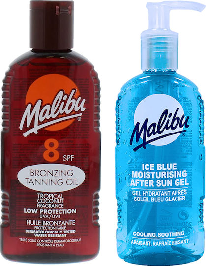 Malibu Tanning Oil Spf8 200ml + Ice Blue After Sun Gel 200ml