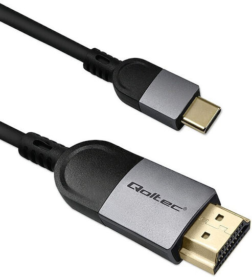Qoltec Кабел HDMI Мъжки - USB-C Мъжки 2м Черен