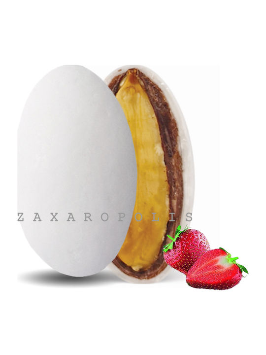 Zaxaropolis Κουφέτα Αμυγδάλου My Choco σε Σχήμα Κλασικό με Γεύση Φράουλα Λευκό 1000gr