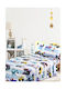 Kinderdecken Einzel Fahrzeuge Hellblau 160x240cm