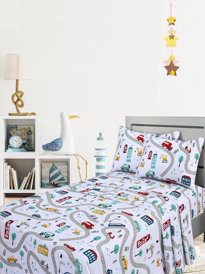 Kids Quilt Single Cars Light Blue 160x240cm