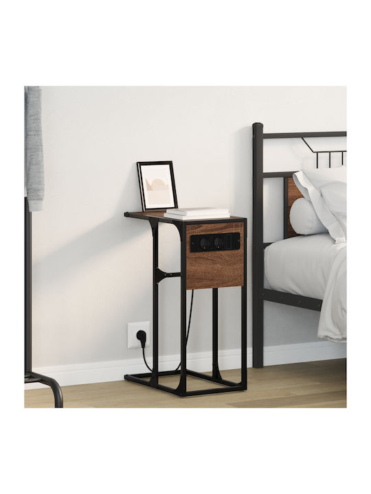 Wooden Bedside Table Brown Oak 41.5x26x60.5cm