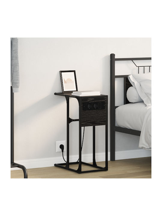 Wooden Bedside Table Black Oak 41.5x26x60.5cm