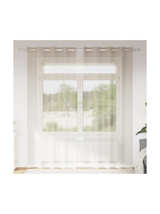 vidaXL Set of Curtains with Grommets Beige 140x...