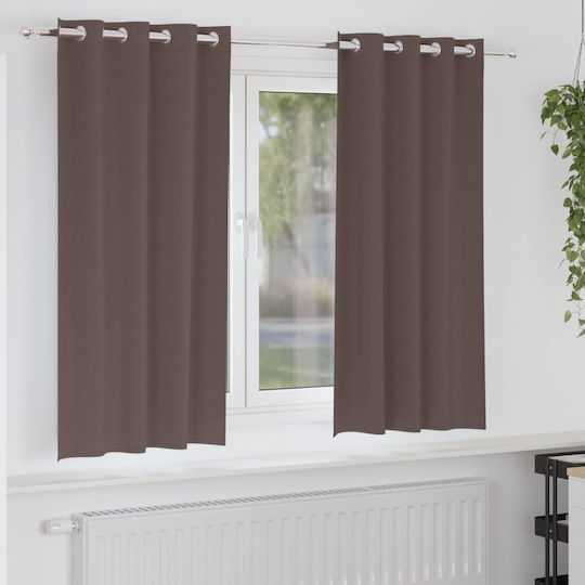 vidaXL Set Perdele Fereastră Cu Capse Maro 140x175cm