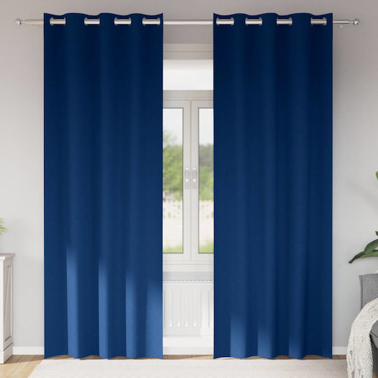 vidaXL Set Perdele Cu Capse Albastre 140x260 cm