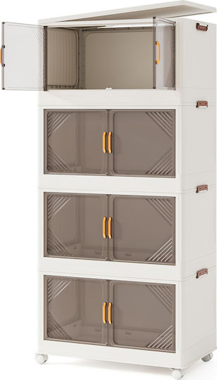 Costway Plastic Storage Box with Wheels and Lid Transparent 65x39x36cm 1pcs