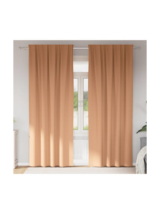 vidaXL Set Perdele Cu Coafură Maro 140x260 cm