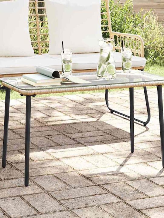 Sitting Room Outdoor Free Standing Rattan Table Natural 80x40x45cm
