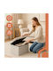 Collapsible Bench Stool With Storage Space Upholstered In Gray Velvet 30x30x60cm