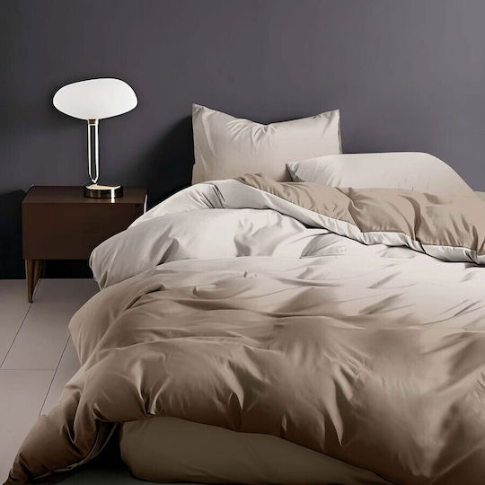 Pucioasa Duvet Cover Set Double with 4 Pillowcases & 1 Sheet 200x220 Cappuccino