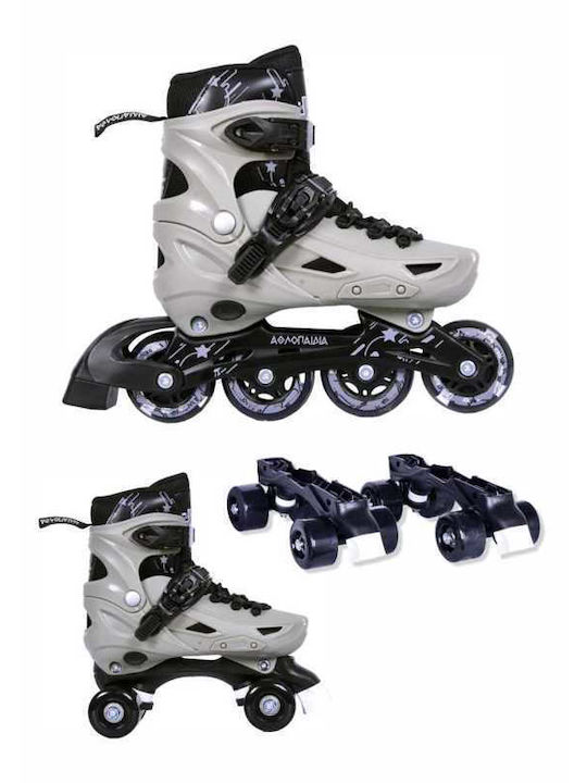 Αθλοπαιδιά Inline Αυξομειούμενα Rollers Γκρι 2 σε 1 Ενηλίκων/Παιδικά